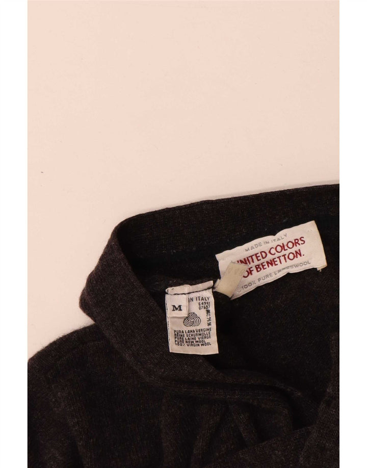 Benetton Herre cardigan sweater Medium Grey Flecked Virgin Wool