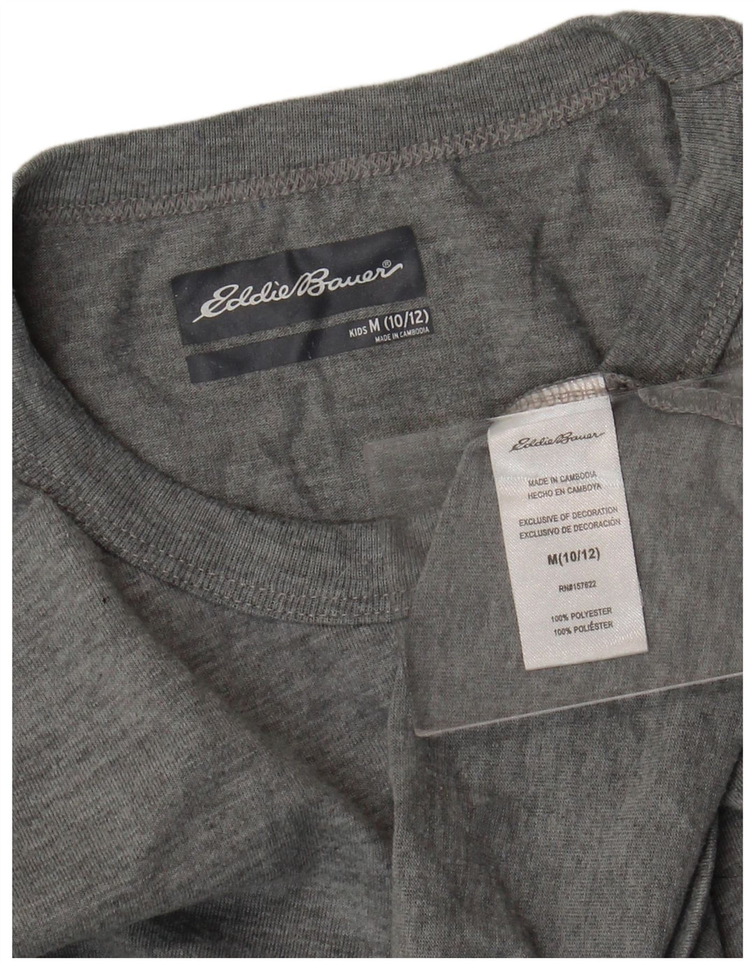 Eddie Bauer Boys T-Shirt Top 10-11 år Medium Grå Polyester