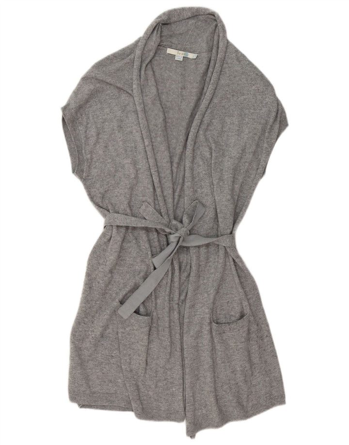 Boden Dame Ærmeløs Cardigan Sweater UK 12 Medium Grey Bomuld