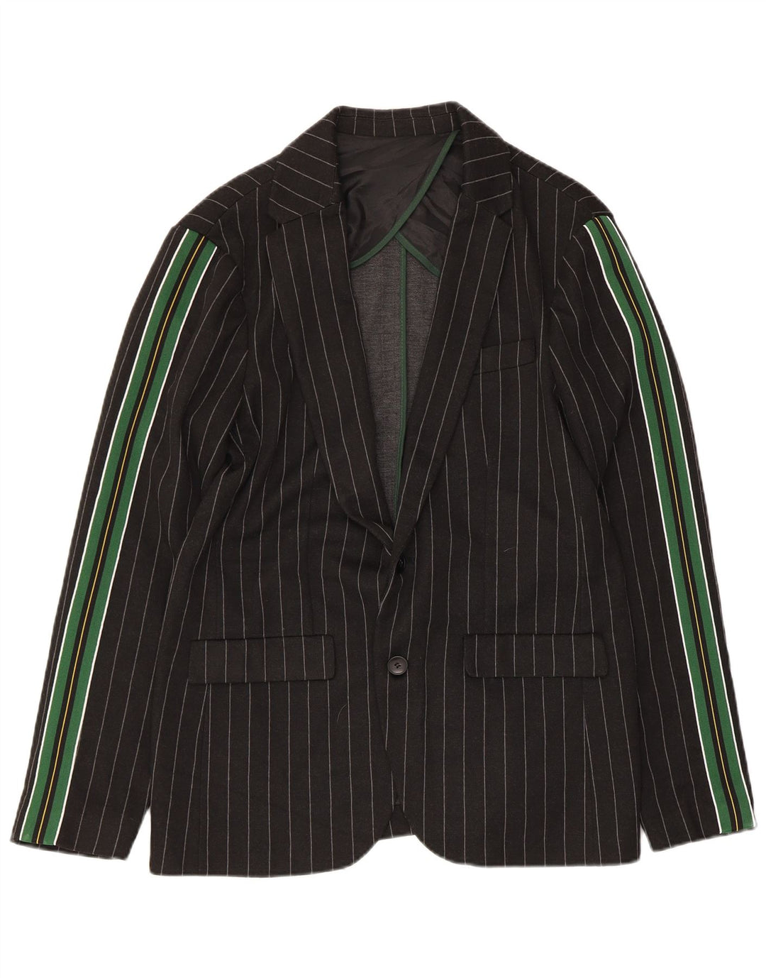Zara Herre 2-knaps blazerjakke UK 40 Stor sortstribet polyester