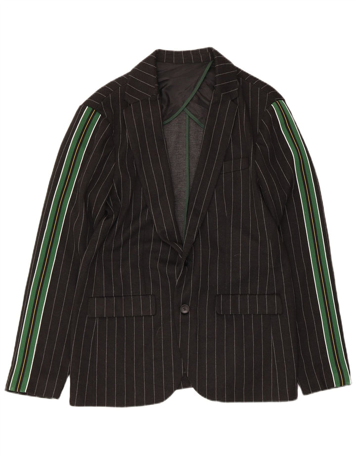 Zara Herre 2-knaps blazerjakke UK 40 Stor sortstribet polyester
