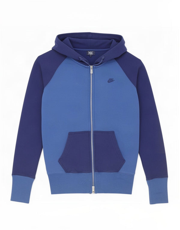 Nike Hættetrøje med lynlås til mænd UK 10 Small Blue Colourblock Bomuld