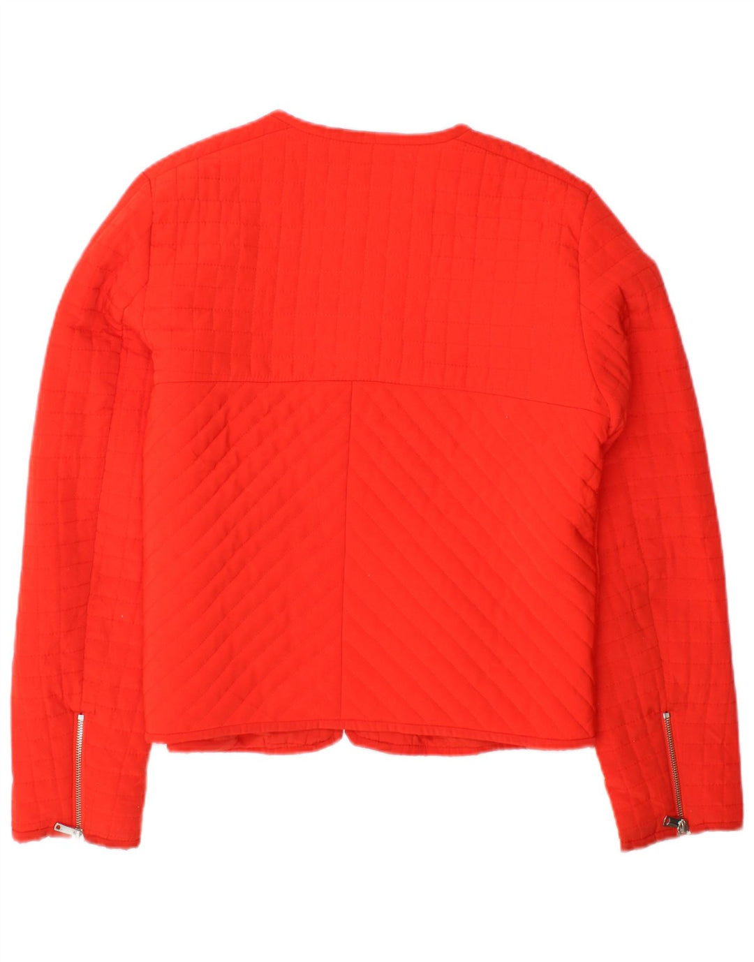 Zara Dame Trafaluc Quilted Jacket UK 16 Large Orange Polyester