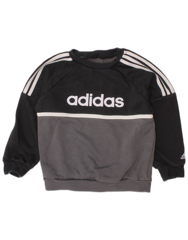 ADIDAS Drenge Grafisk Sweatshirt Jumper 3-4 år Grå Colourblock Bomuld