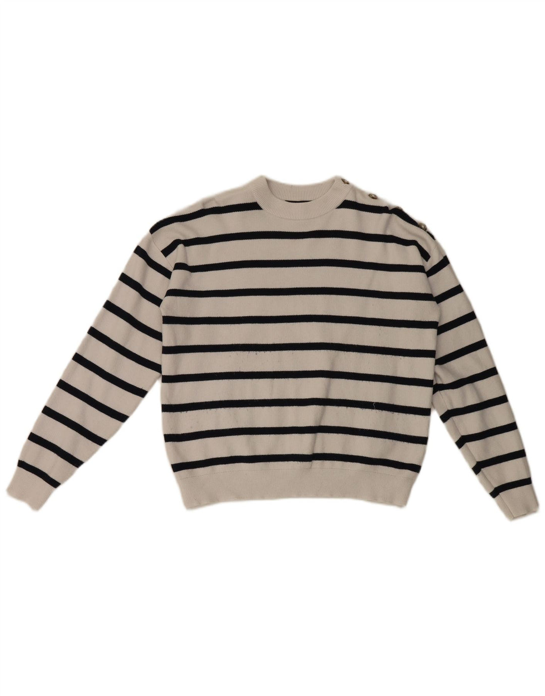 Marks & Spencer Dame sweater med rund hals DK 14 Mellem hvid stribet