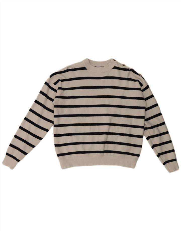 Marks & Spencer Dame sweater med rund hals DK 14 Mellem hvid stribet
