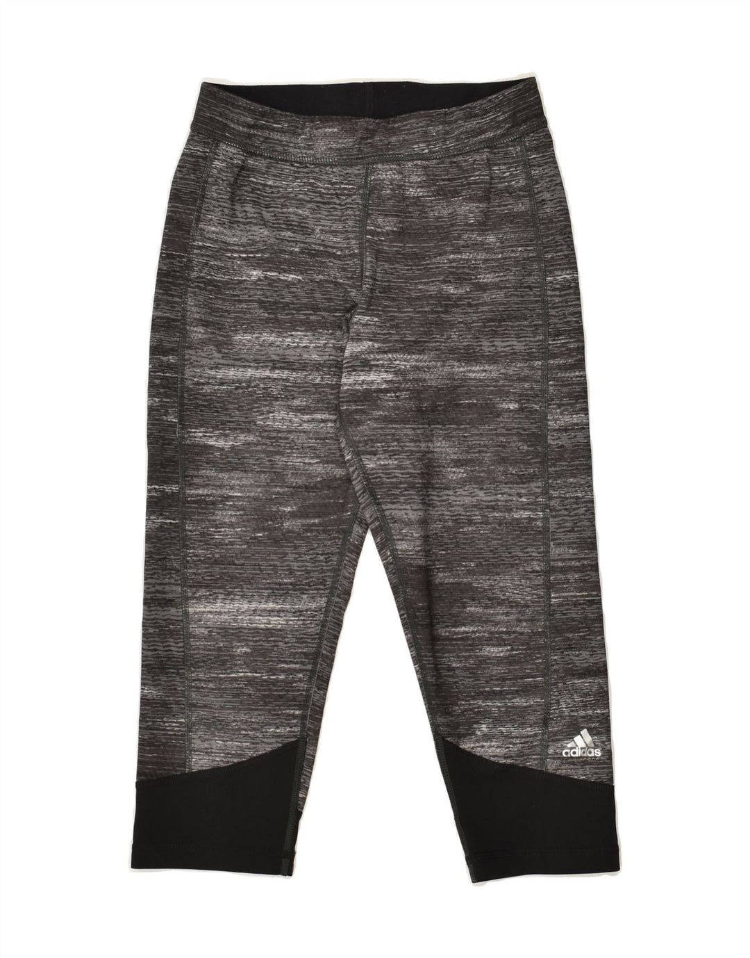 ADIDAS Womens Capri Leggings UK 8-10 Small Grey Flecked Polyester | Vintage Adidas | Thrift | Second-Hand Adidas | Used Clothing | Messina Hembry 