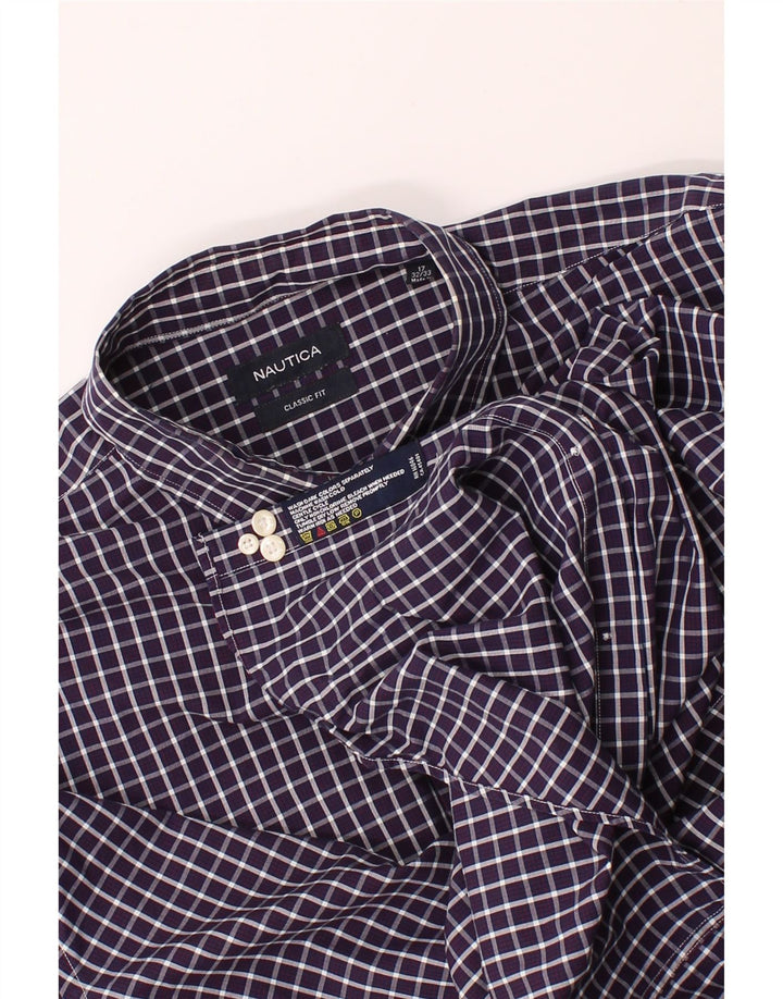NAUTICA Mens Classic Fit Shirt Size 17 XL Purple Check Vintage Nautica and Second-Hand Nautica from Messina Hembry 