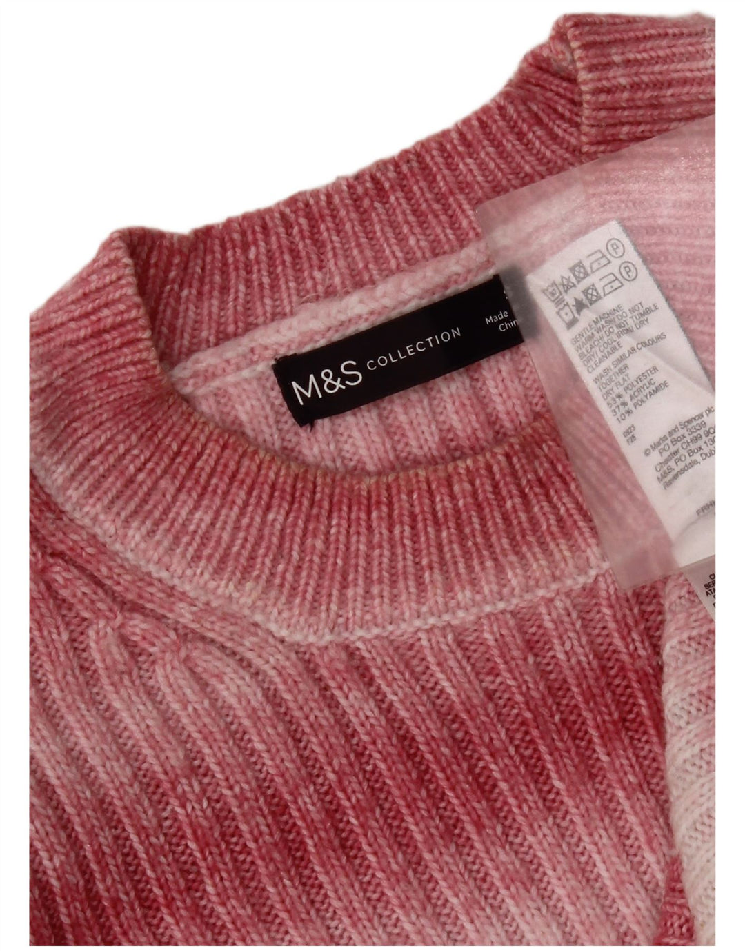 Marks & Spencer Dame sweater med rund hals DK 10 Lille lyserød stribet