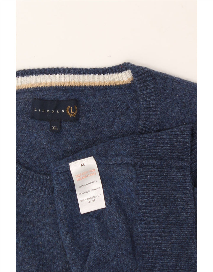 LINCOLN Mens Crew Neck Jumper Sweater XL Navy Blue Wool Vintage Lincoln and Second-Hand Lincoln from Messina Hembry 