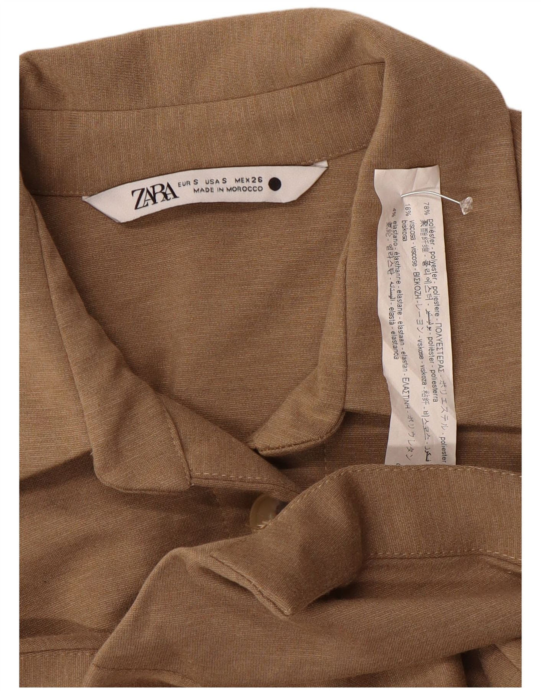 Zara skjortebluse til kvinder UK 10 Lille brun polyester