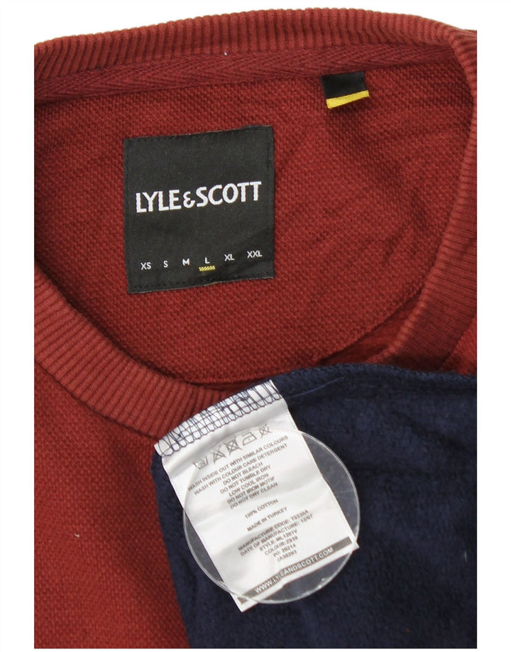 Lyle & Scott Herre sweatshirt Jumper Large Navy Blue Colourblock Bomuld
