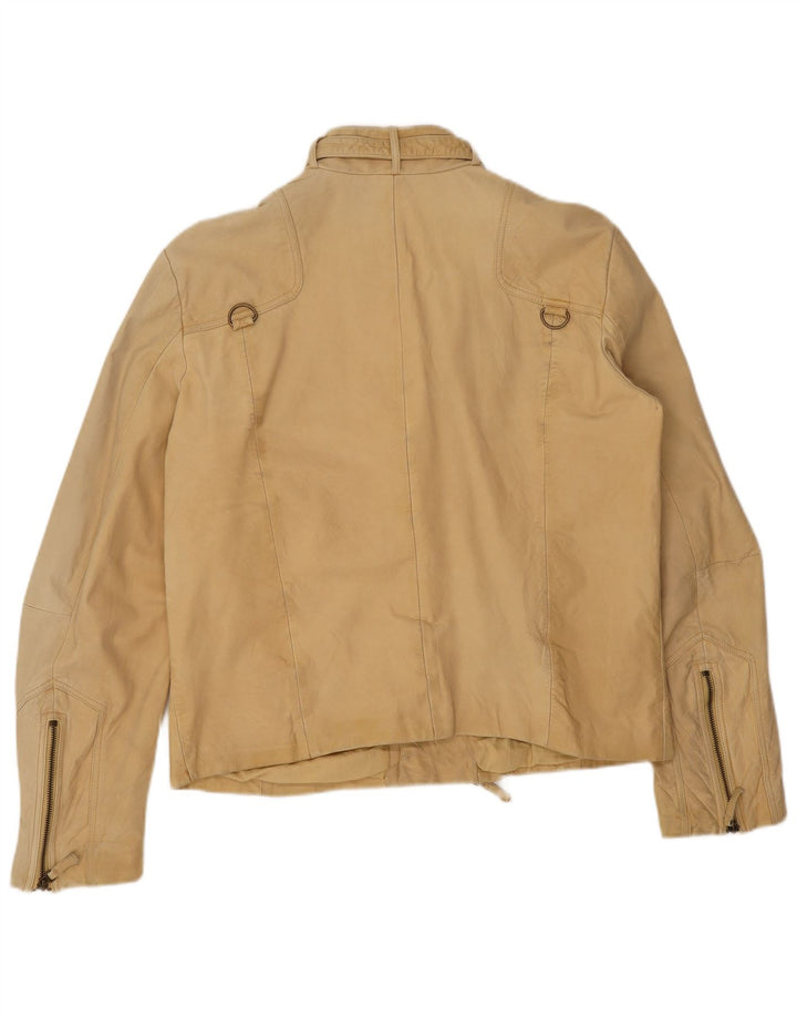 Massimo Rebecchi Herre Læder Biker Jacket IT 54 2XL Beige Læder