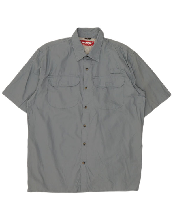 Wrangler Mens Short Sleeve Shirt Large Grey Cotton