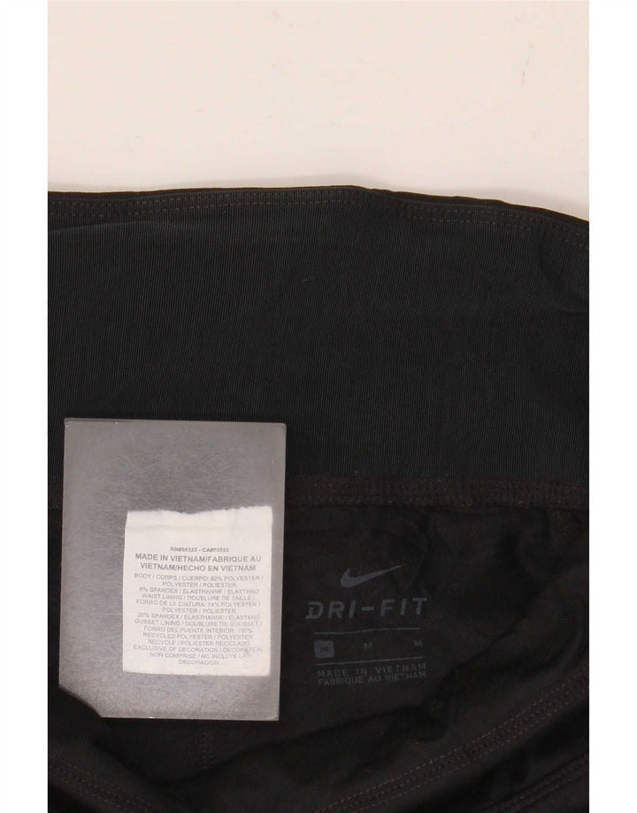 Nike Dame Dri Fit Leggings UK 12 Medium Sort Colourblock Polyester