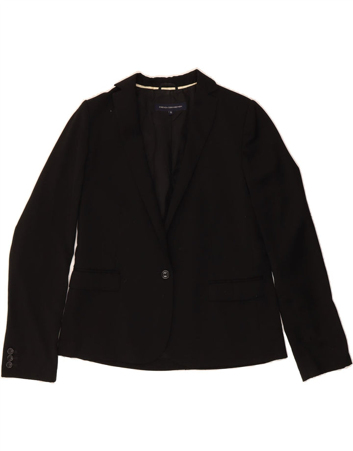 FRENCH CONNECTION Womens 1 Button Blazer Jacket UK 14 Large Black Acetate Vintage French Connection and Second-Hand French Connection from Messina Hembry 