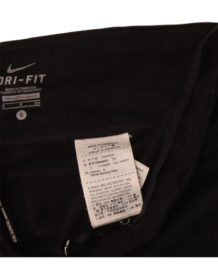 Nike Dame Dri Fit Capri Leggings UK 10 Small Black Polyester