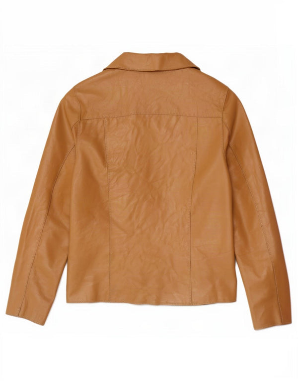 Vintage læderjakke til kvinder UK 8 Small Beige