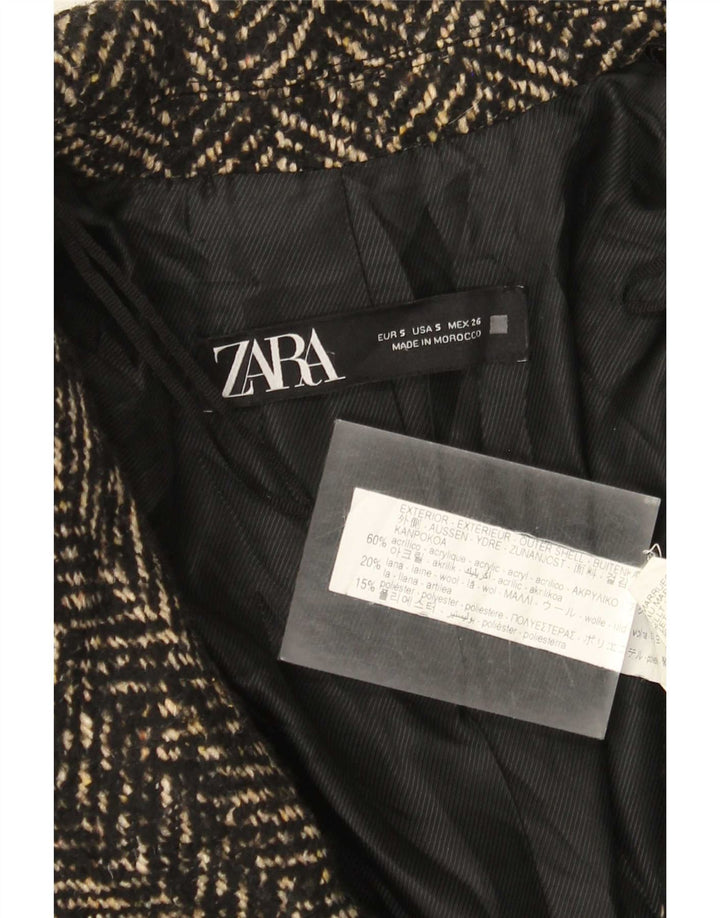 Zara Dame Overfrakke UK 10 Small Black Sildeben Akryl