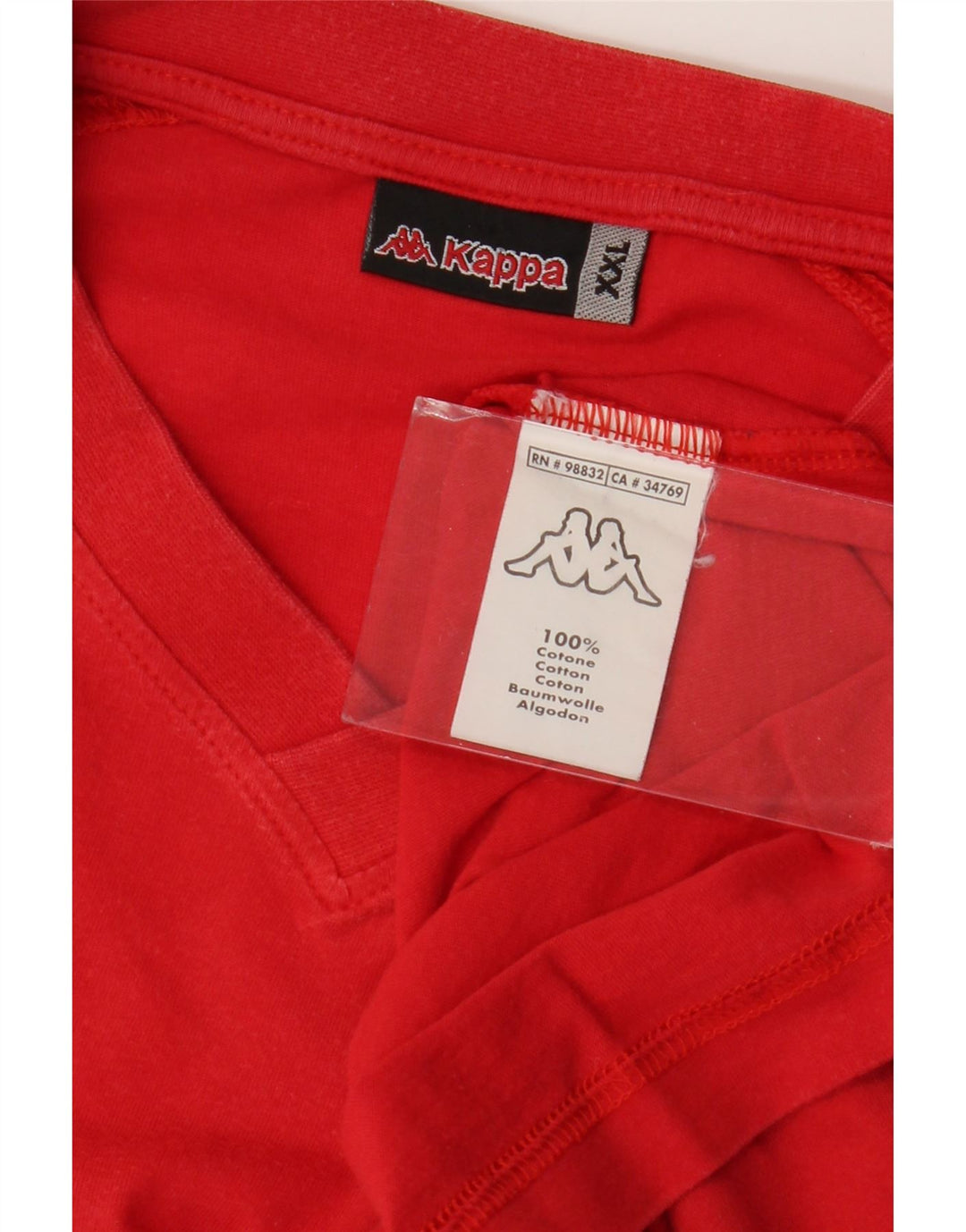 Kappa Herre T-Shirt Top 2XL Rød Bomuld