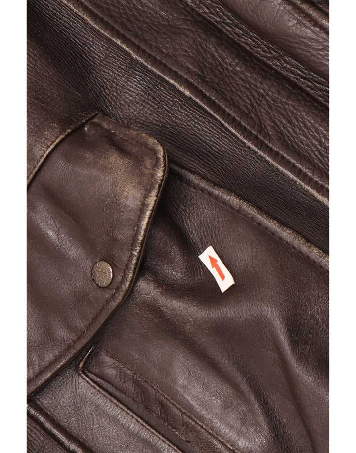 Bomb Boogie Herre Sky Loose Fit Læderjakke UK 38 Medium Brown