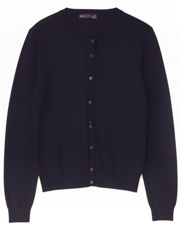 Marks & Spencer Womens Cardigan Sweater UK 14 Medium Navy Blue Viscose