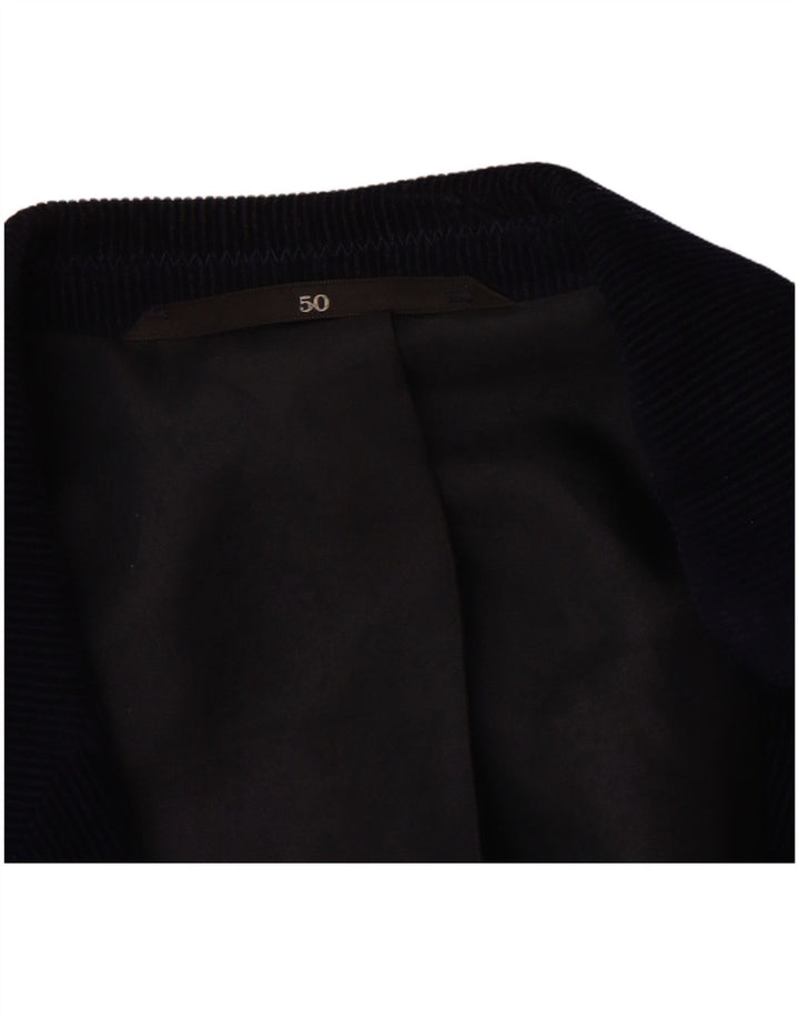 JINGLERS Mens 2 Button Corduroy Blazer Jacket IT 50 Large Navy Blue Cotton