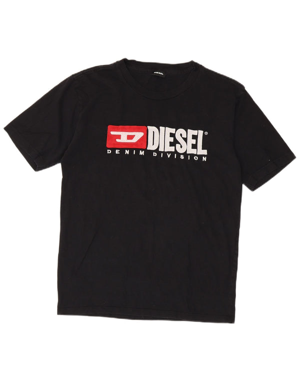 Diesel Dame Grafisk T-Shirt Top UK 18 XL Sort