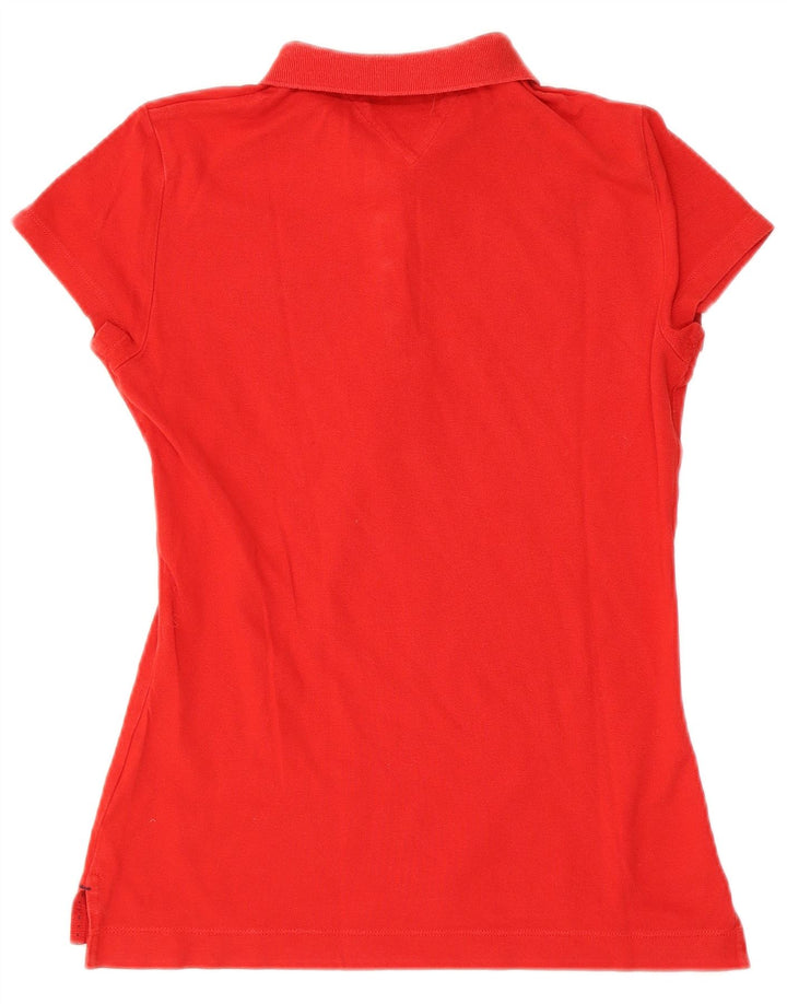TOMMY HILFIGER Dame Slim Fit Polo Shirt UK 12 Medium Red
