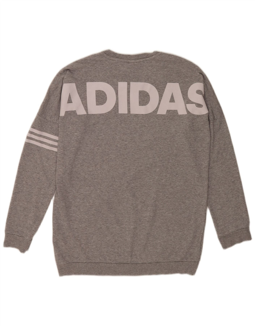 Adidas Dame Grafisk Oversized Sweatshirt Jumper UK 8/10 Small Grey Bomuld