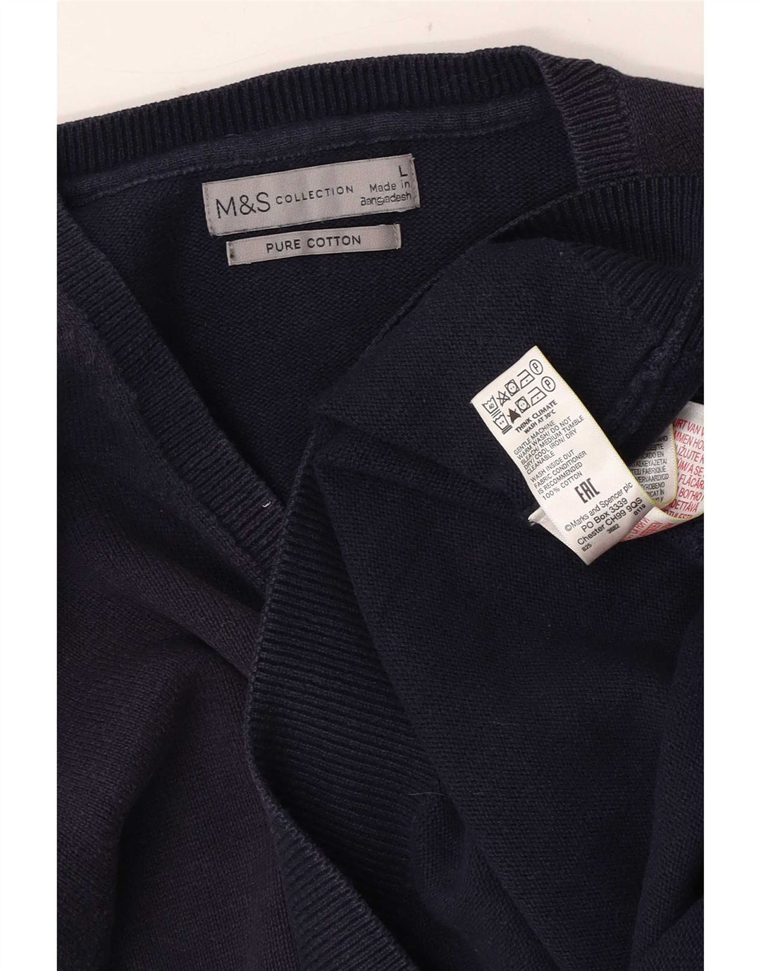 Marks & Spencer Herre V-hals sweater Stor marineblå bomuld