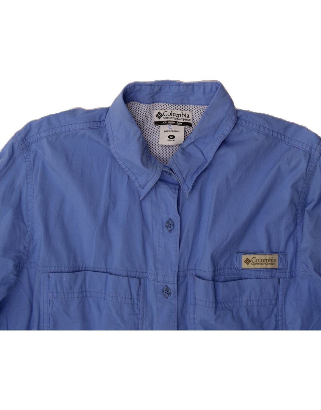 COLUMBIA Womens Shirt UK 12 Medium Blue Polyester Vintage Columbia and Second-Hand Columbia from Messina Hembry 