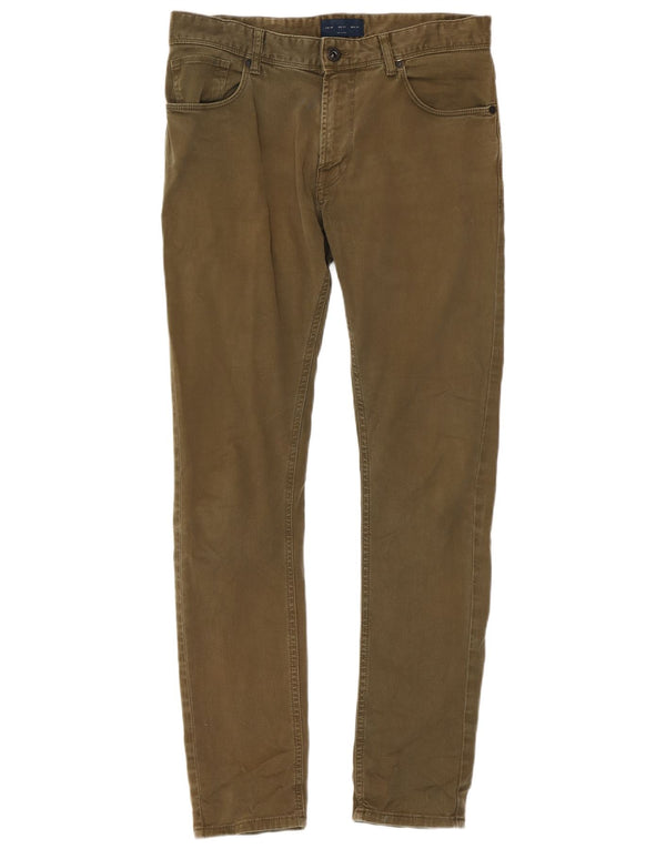 Zara Herre Slim Jeans EU 40 Medium W31 L30 Khaki Bomuld