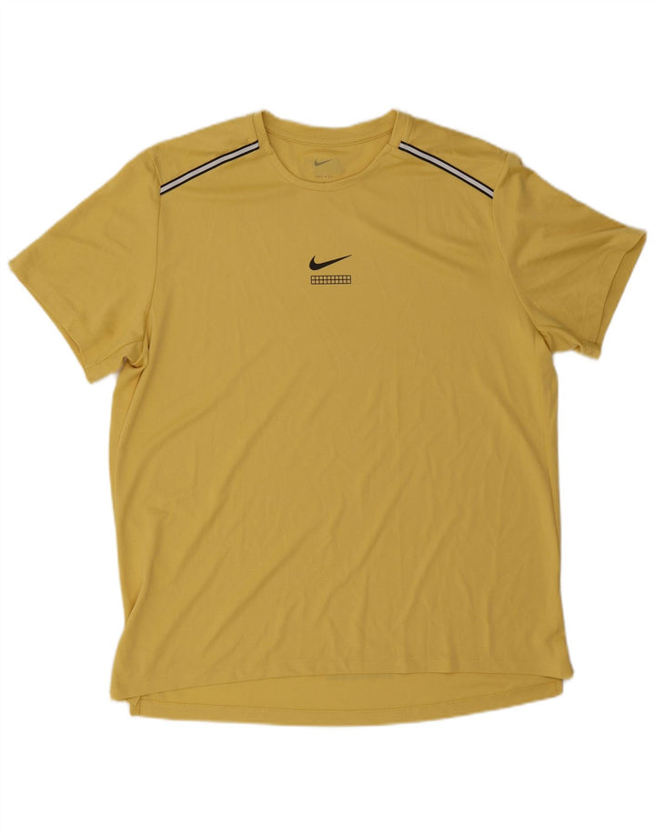 Nike Herre Dri Fit T-Shirt Top Stor Gul
