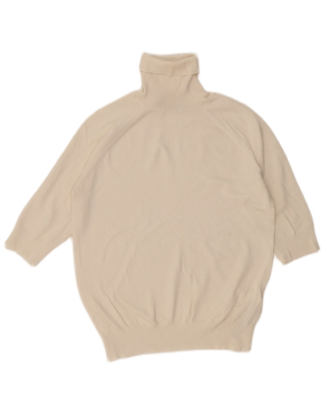 Zara Dame Rullehals Sweater UK 12 Medium Off White Viscose