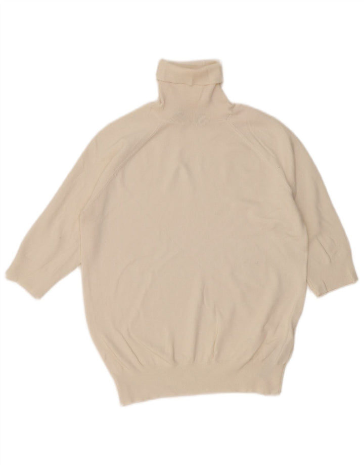 Zara Dame Rullehals Sweater UK 12 Medium Off White Viscose