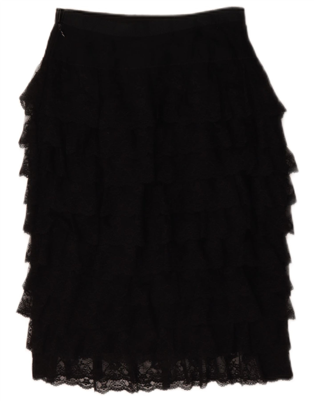 Vintage Dame Se Through Tiered Nederdel W28 Medium Black