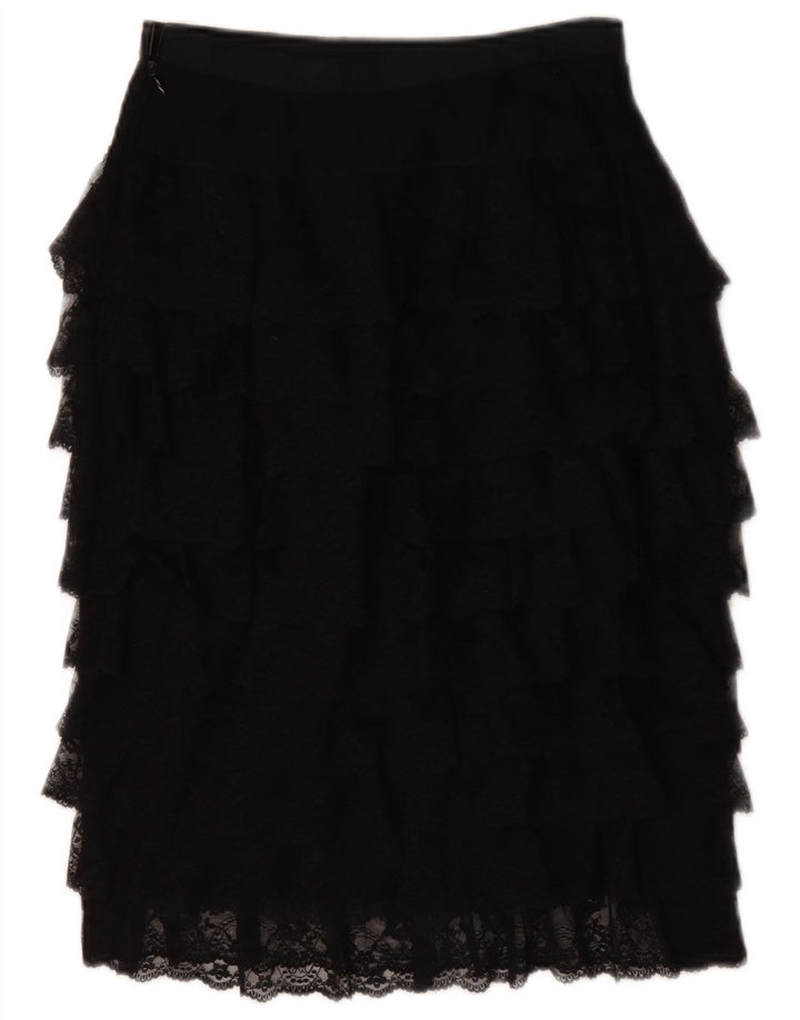 Vintage Dame Se Through Tiered Nederdel W28 Medium Black
