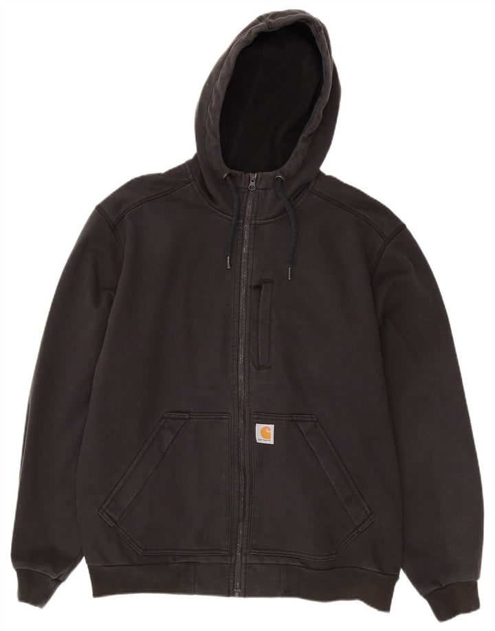 Carhartt Herre Relaxed Fit Hættetrøje Sweater med lynlås Stor sort polyester