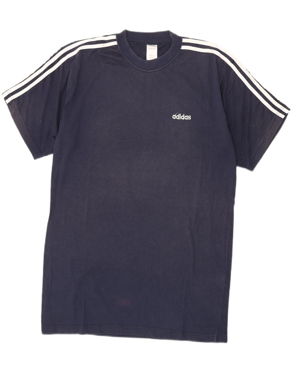 Adidas Herre T-Shirt Top UK 42/44 Stor Marineblå Bomuld