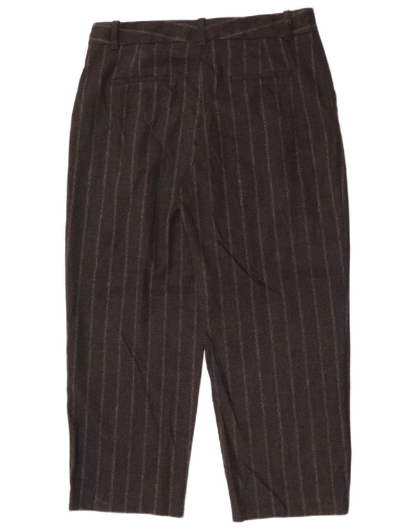 Zara Womens Crop Tapered Suit Bukser Large W30 L26 Grå nålestribe