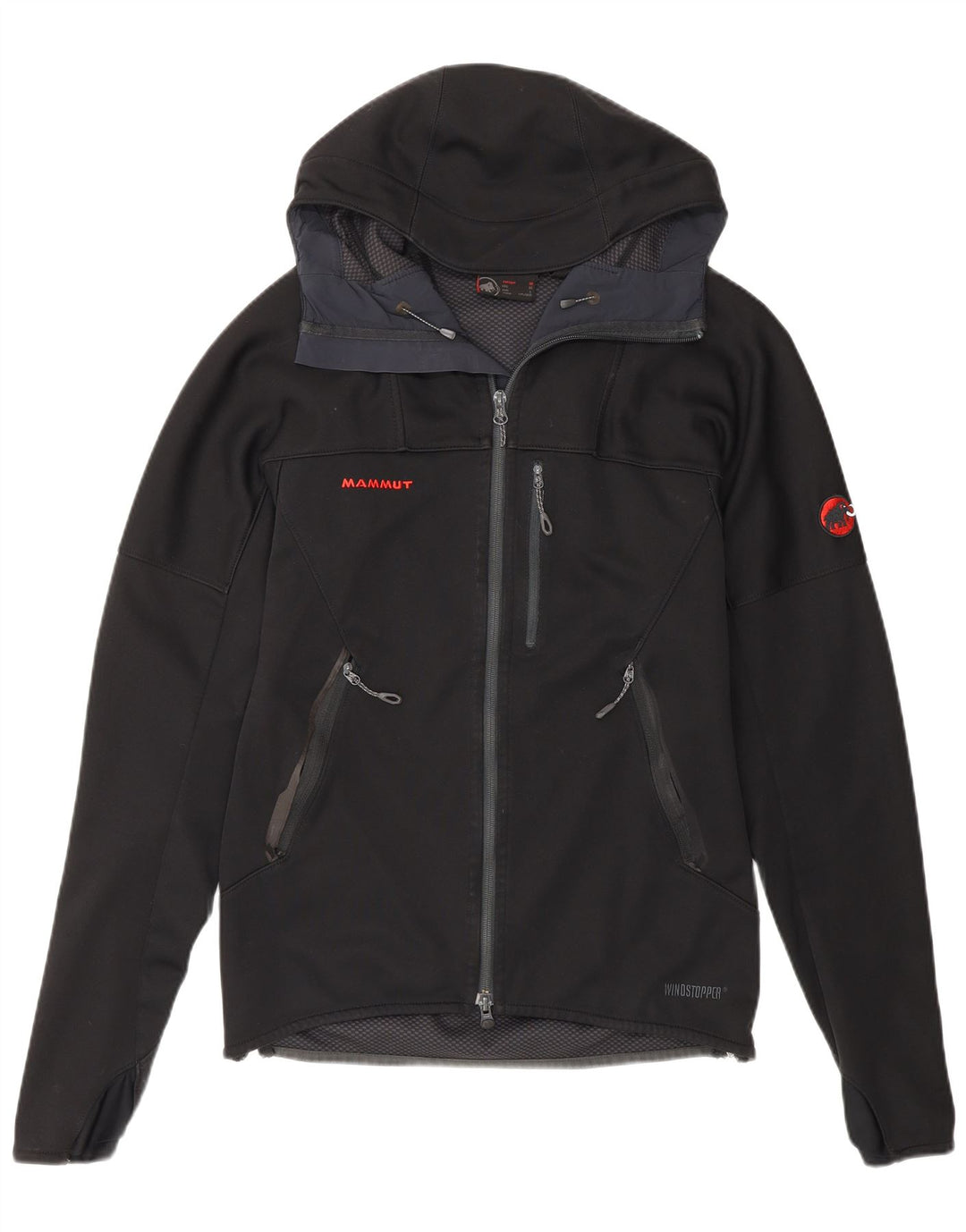 Mammut Dame Hooded Windbreaker Jacket UK 14 Medium Black Polyester