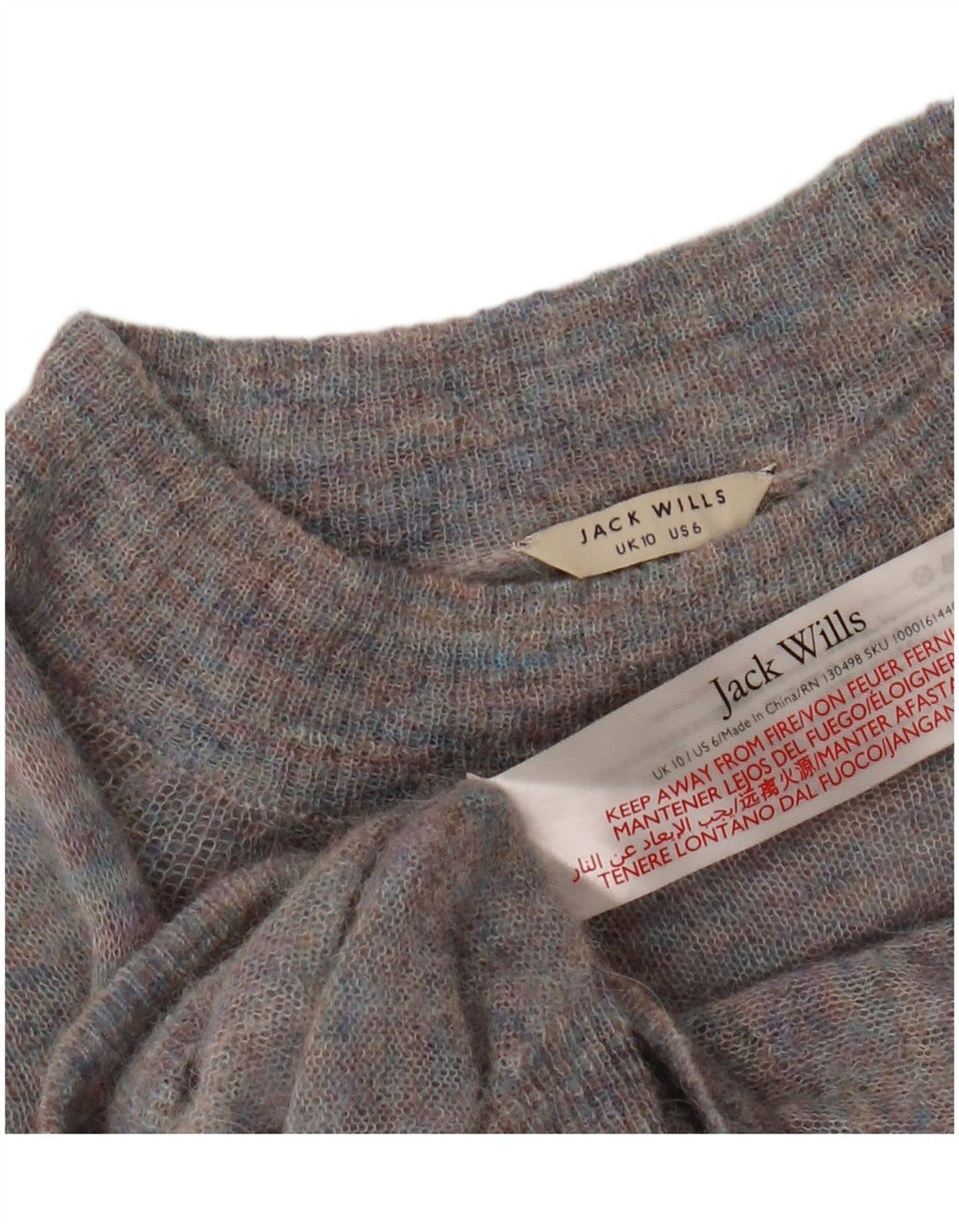 JACK WILLS Dame Boat Neck Jumper Sweater UK 10 Small Grey Flecked