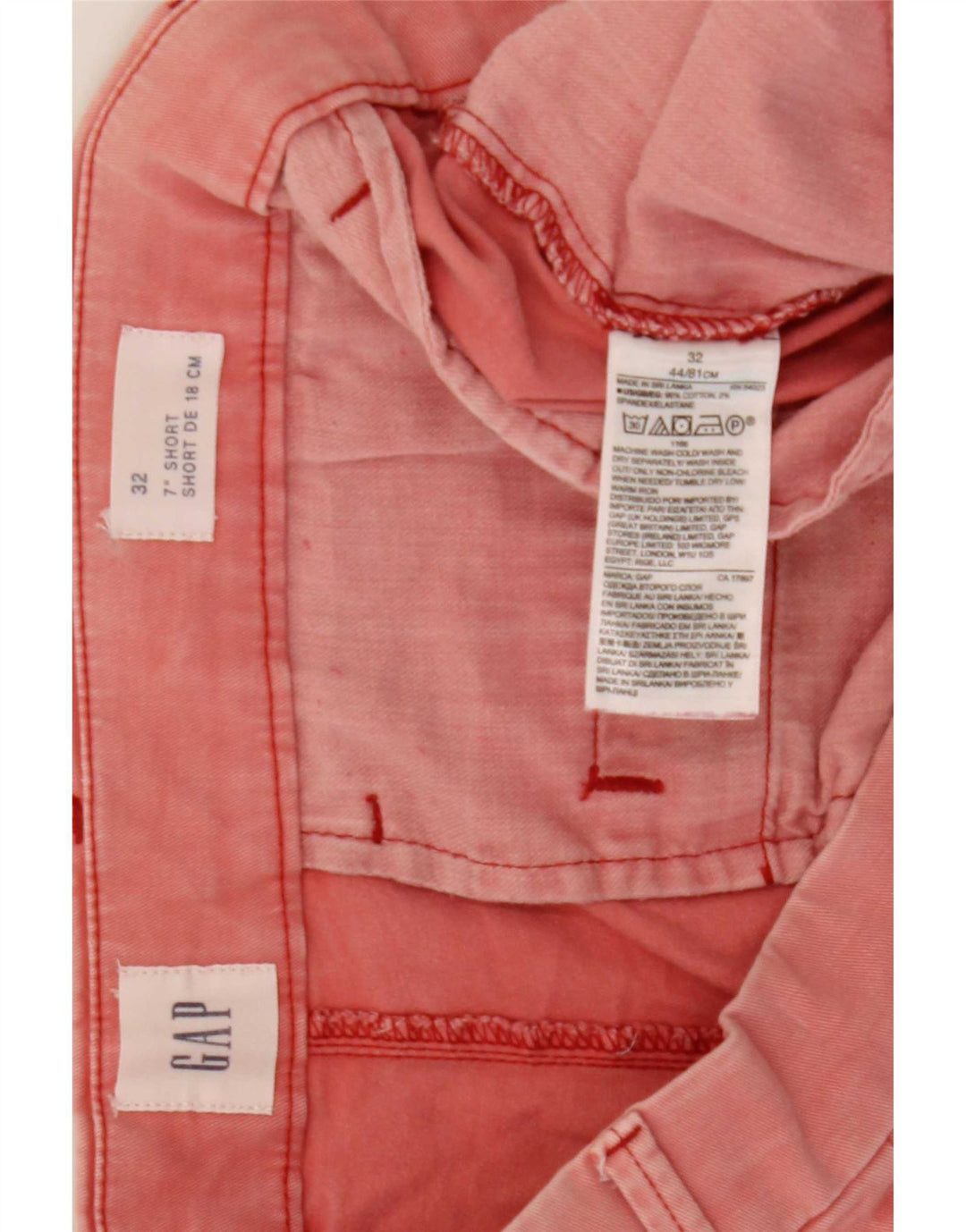 Gap Herre Chino Shorts Large W32 Pink Bomuld