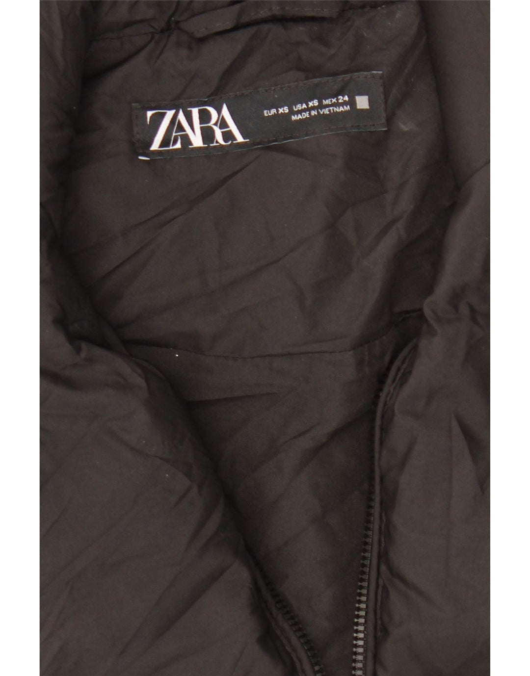 ZARA Womens Crop Oversized Polstret Gilet UK 6 XS Black Polyester
