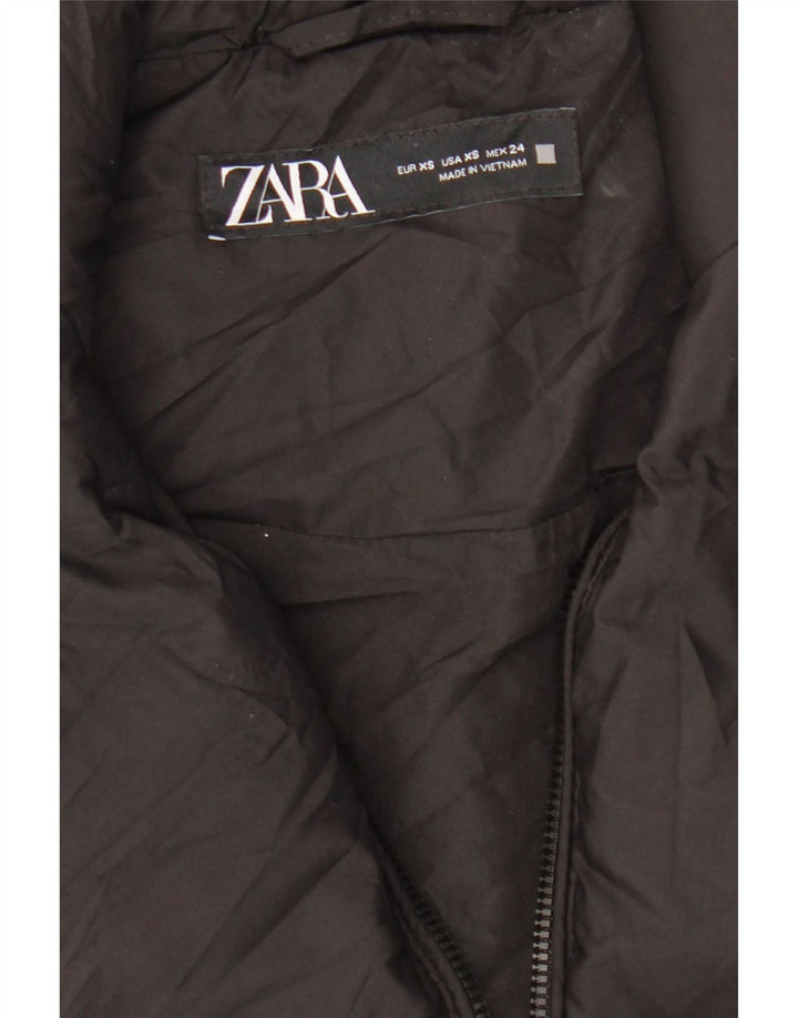ZARA Womens Crop Oversized Polstret Gilet UK 6 XS Black Polyester