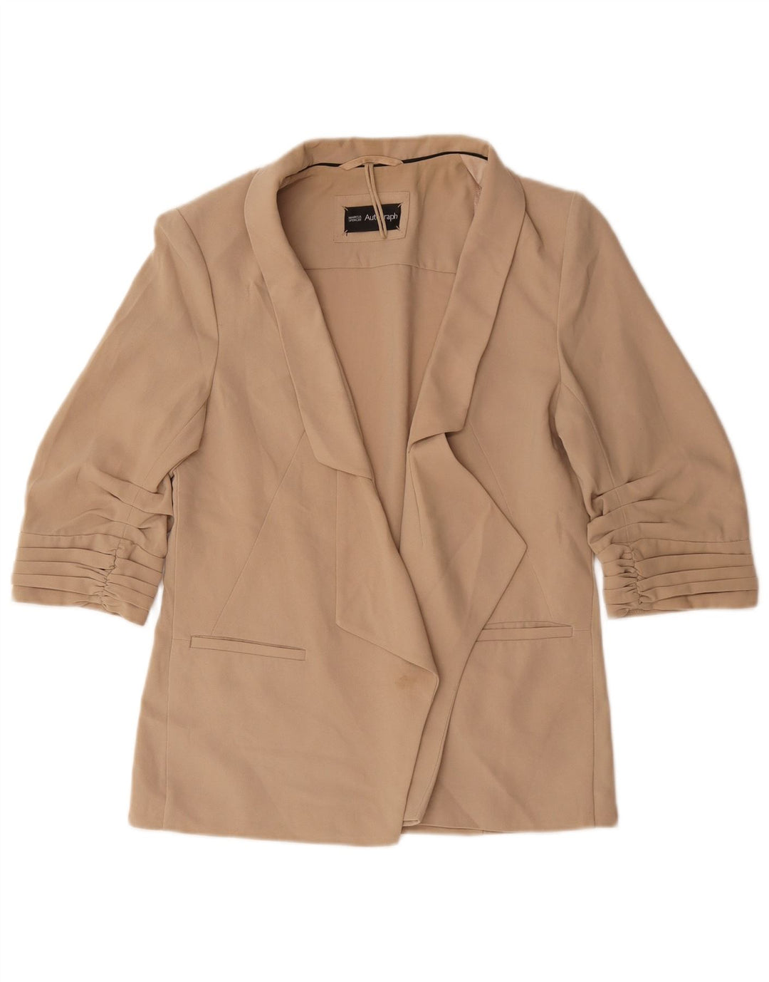 Marks & Spencer Dame 3/4-ærmet blazerjakke UK 12 Medium Beige