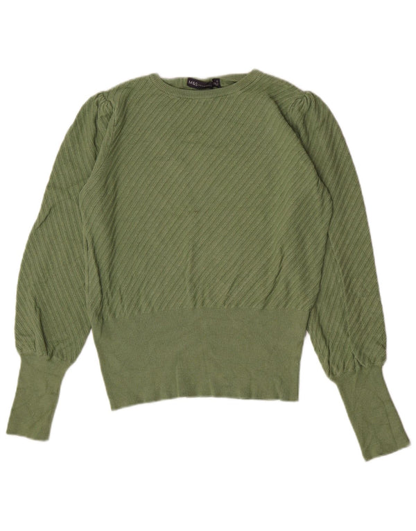 Marks & Spencer Dame sweater med rund hals DK 8 Lille grøn viskose