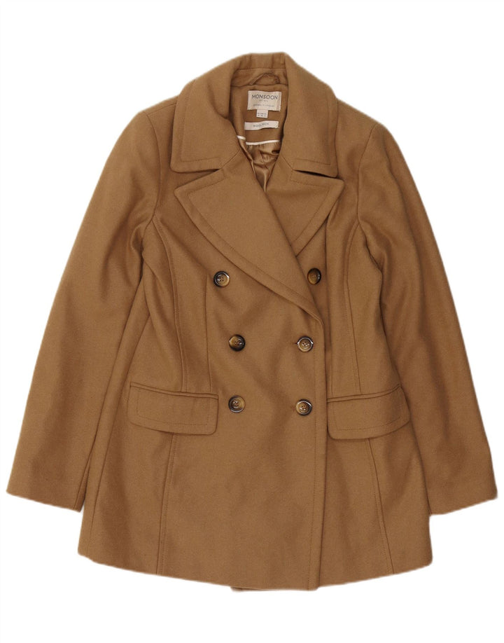 Monsoon Womens Pea Coat UK 10 Lille brun uld