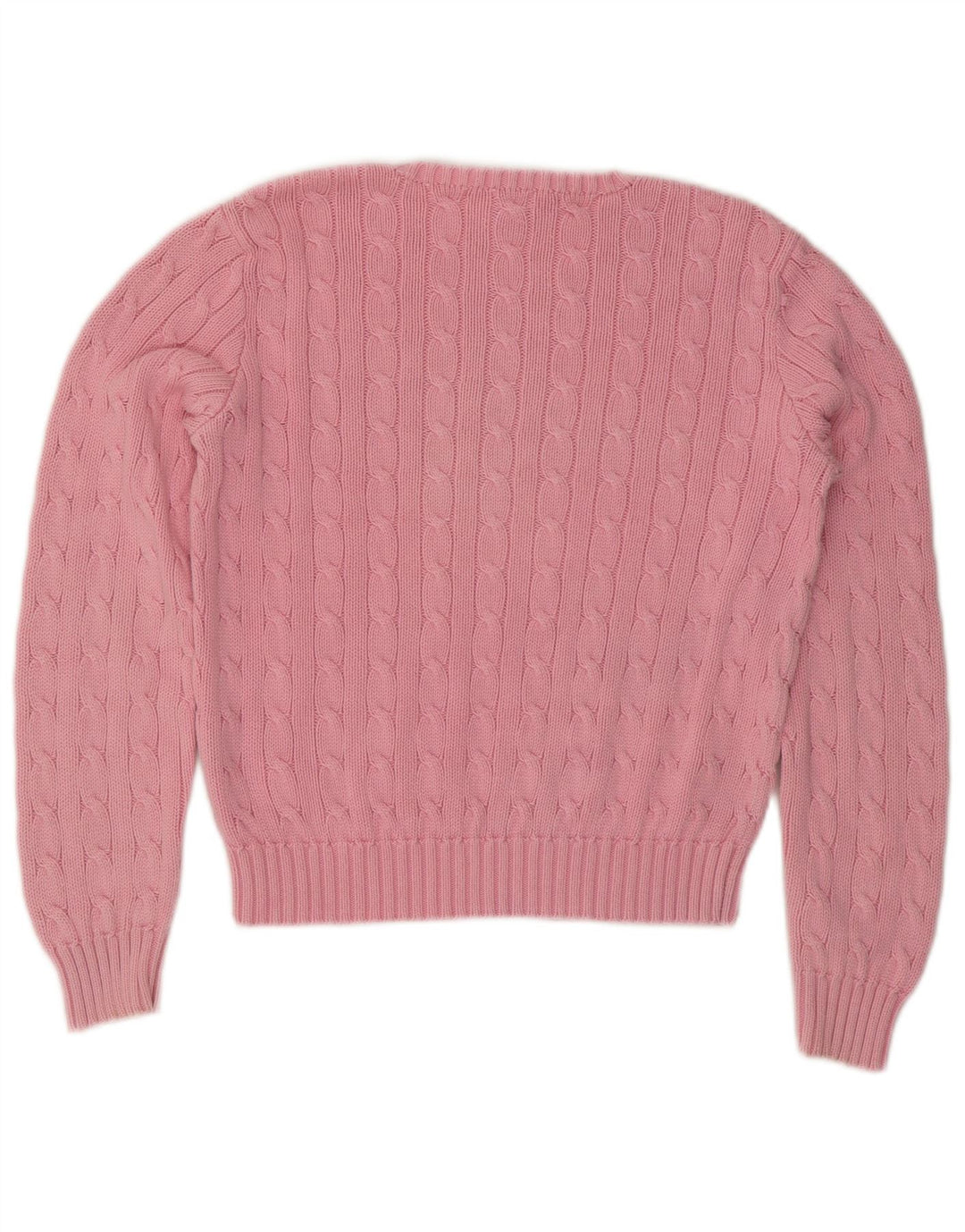 RALPH LAUREN Dame Crop Crew Neck Jumper Sweater UK 14 Large Pink